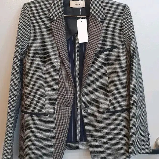 [BUNJANG] System Checkered Color Block Jacket / 시스템의 체크 배색 자켓입니다. 독특한 배색 디테일이 포인트인 제품입니다