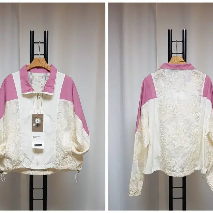[SOLD OUT] (핑크)레이스배색 바스락점퍼 새상품(77까지)