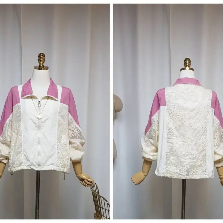 [SOLD OUT] (핑크)레이스배색 바스락점퍼 새상품(77까지)