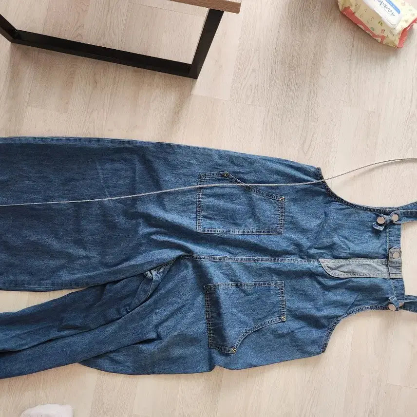 [BUNJANG] Denim Wide Strap Pants / 새상품급))) 청 데님 와이드 멜빵 바지