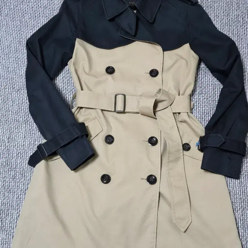 [BUNJANG] Coach Trench Coat / 코치 블랙 배색 트렌치 코트