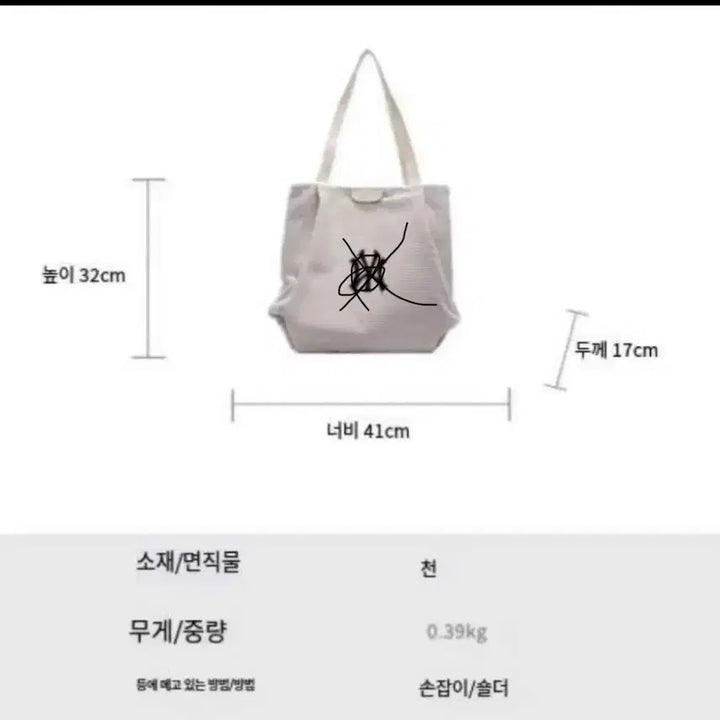 [BUNJANG] Corduroy Gray Tote Bag / 코듀로이  그레이. ///.  토트백 중.  가방