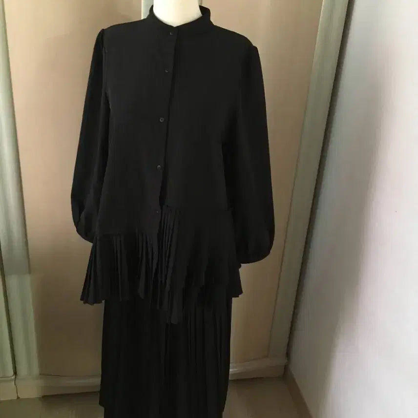 [SOLD OUT] 일본빈티지 블랙 플리츠 원피스 블라우스 언발 cos꼼데유니클로