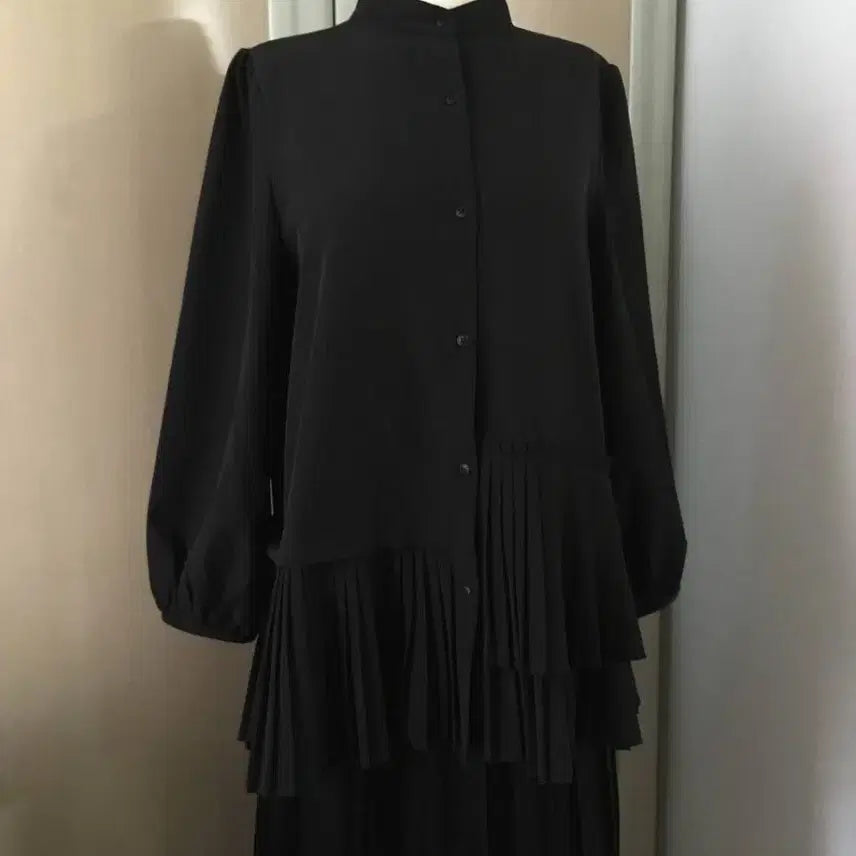 [SOLD OUT] 일본빈티지 블랙 플리츠 원피스 블라우스 언발 cos꼼데유니클로