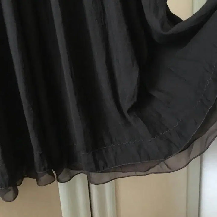 [BUNJANG] Vintage Layered Long Dress with Pleated Lace / 일본빈티지 고동색 레이어드 롱원피스 드레스 플리츠 레이스