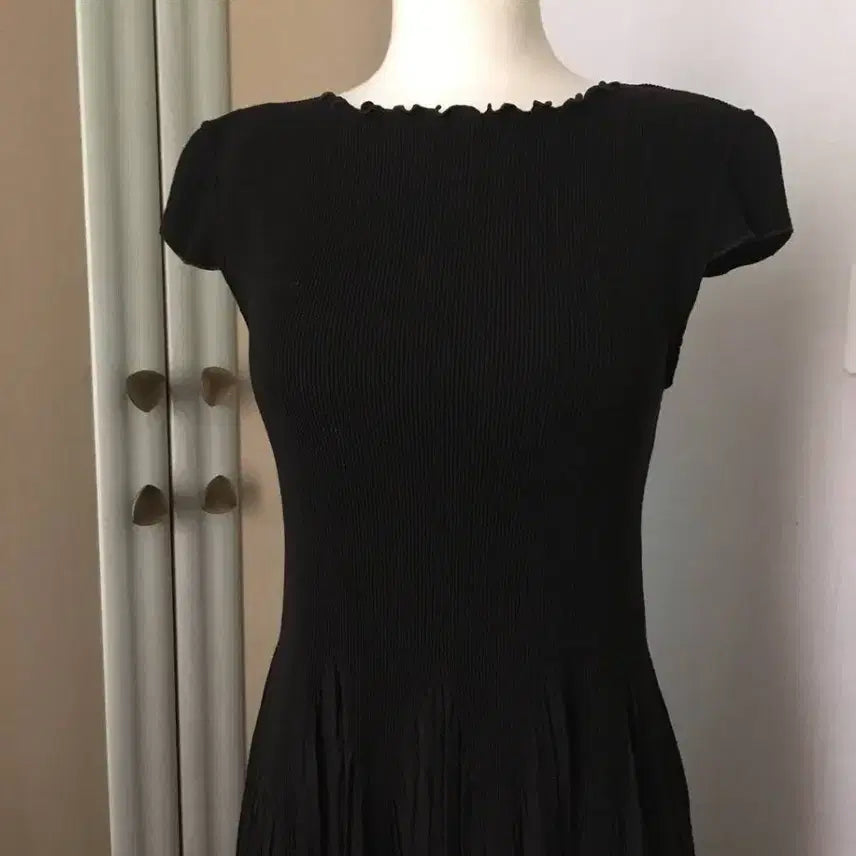 [BUNJANG] Vintage Layered Long Dress with Pleated Lace / 일본빈티지 고동색 레이어드 롱원피스 드레스 플리츠 레이스