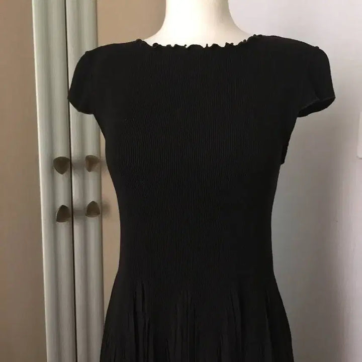 [BUNJANG] Vintage Layered Long Dress with Pleated Lace / 일본빈티지 고동색 레이어드 롱원피스 드레스 플리츠 레이스
