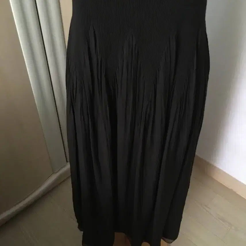 [BUNJANG] Vintage Layered Long Dress with Pleated Lace / 일본빈티지 고동색 레이어드 롱원피스 드레스 플리츠 레이스