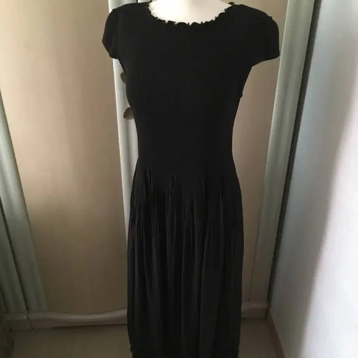 [BUNJANG] Vintage Layered Long Dress with Pleated Lace / 일본빈티지 고동색 레이어드 롱원피스 드레스 플리츠 레이스