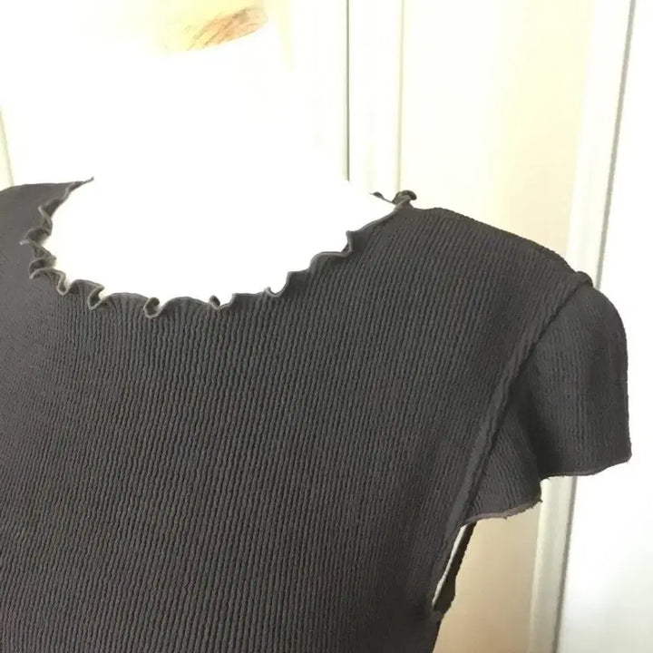 [BUNJANG] Vintage Layered Long Dress with Pleated Lace / 일본빈티지 고동색 레이어드 롱원피스 드레스 플리츠 레이스