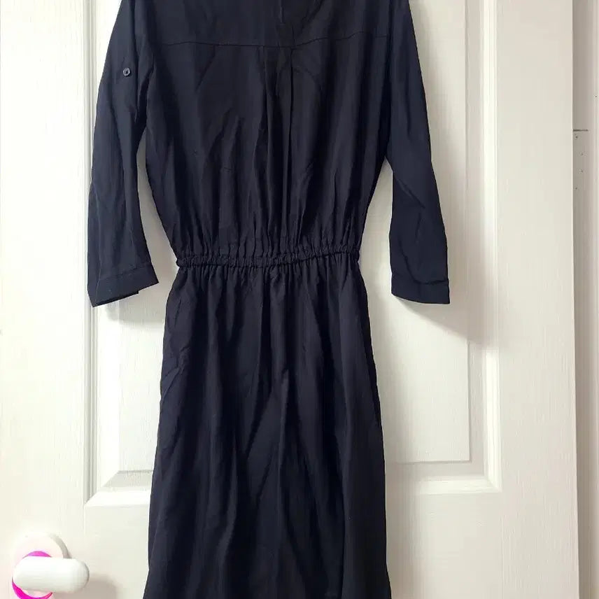 [BUNJANG] Black Zipper Point Waist Banding Long Dress / 블랙 지퍼 포인트 허리 밴딩 원피스