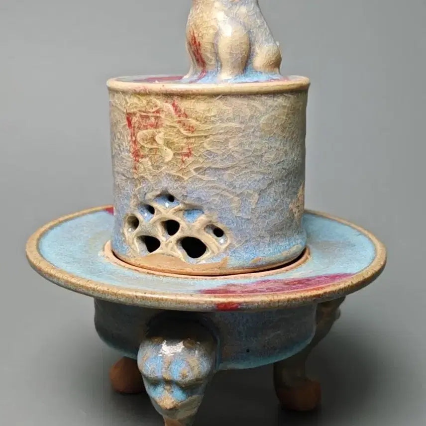 [BUNJANG] Yoon Gyunyo Celadon Carved Dragon Pillow Incense Burner - Chinese Antique Ceramic Art Collectible / 원 균요 운문 수면족 기린뉴 향로 중국도자기 골동품 미술품 수집품