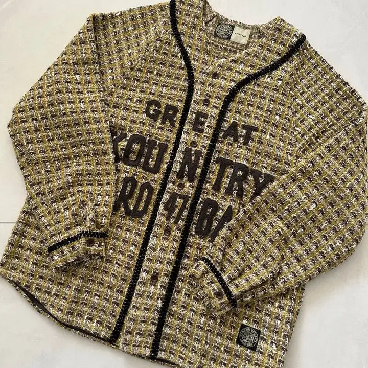 [BUNJANG] KAPITAL Tweed Baseball Shirt Yellow Size 3 / KAPITAL 캐피탈 트위드 야구 셔츠