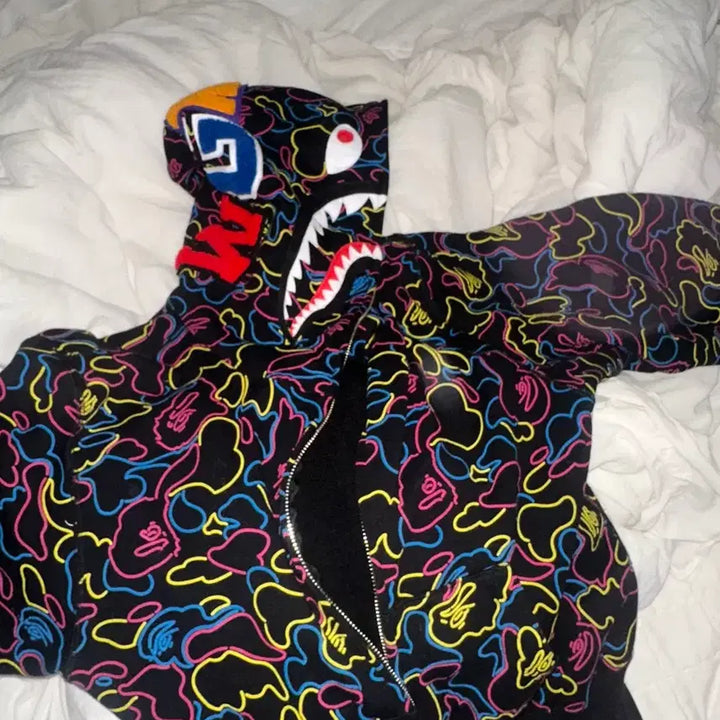[BUNJANG] BAPE Neon Camo Shark Hoodie / 베이프 네온 카모 샤크 후드집업 w 판매