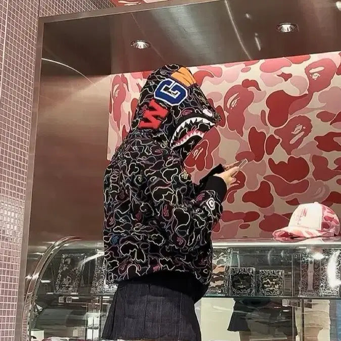 [BUNJANG] BAPE Neon Camo Shark Hoodie / 베이프 네온 카모 샤크 후드집업 w 판매