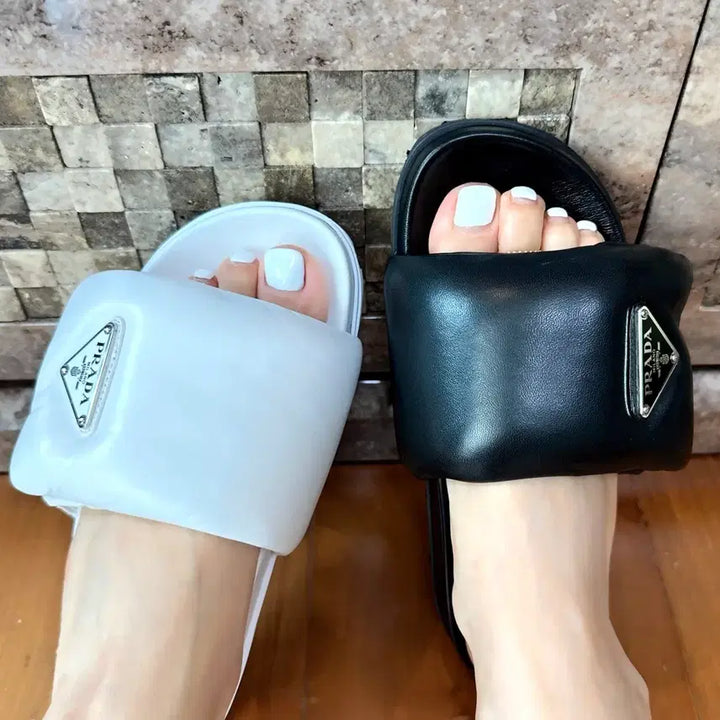 [BUNJANG] Prada Nappa Padded Triangle Logo Slippers / 프라다 나파패딩 삼각로고 슬리퍼 36 - 화이트