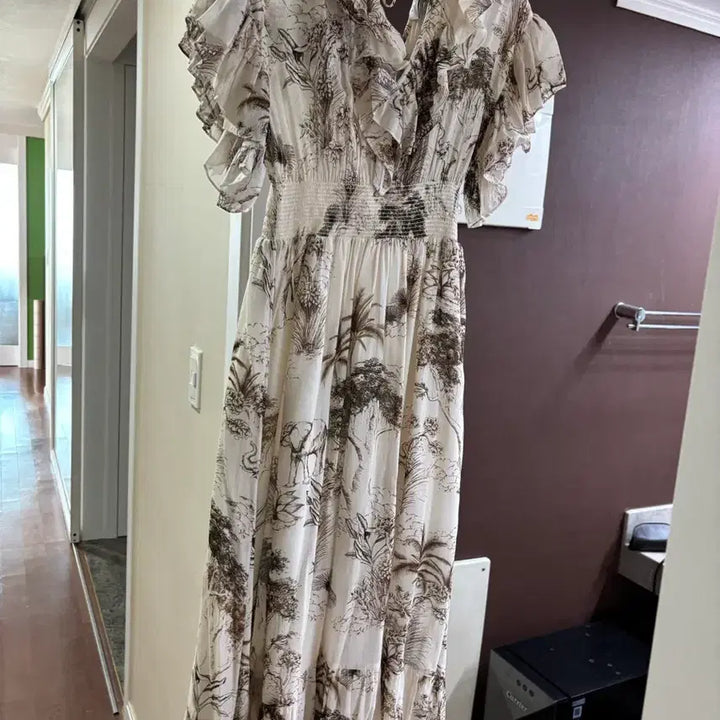 [BUNJANG] Sandro Patterned Summer Long Dress / 산드로 프릴 여름 롱원피스