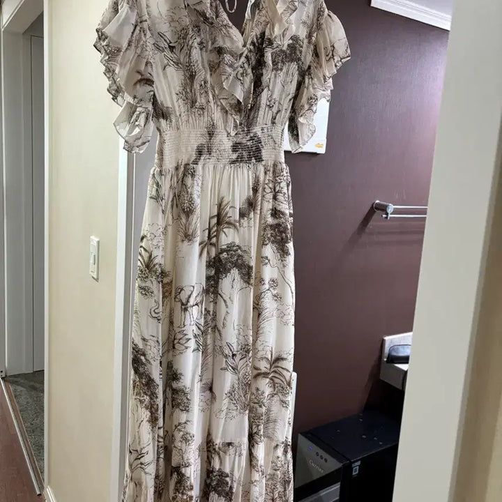 [BUNJANG] Sandro Patterned Summer Long Dress / 산드로 프릴 여름 롱원피스