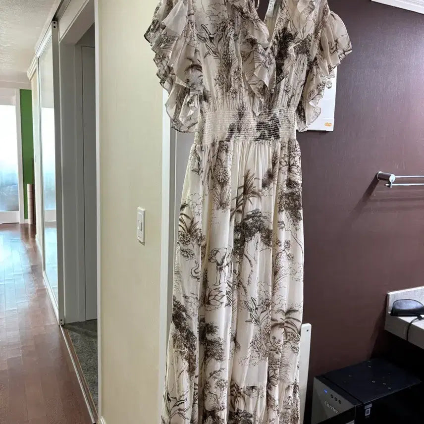 [BUNJANG] Sandro Patterned Summer Long Dress / 산드로 프릴 여름 롱원피스
