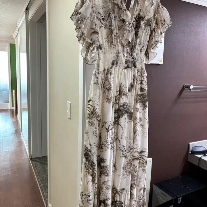 [BUNJANG] Sandro Patterned Summer Long Dress / 산드로 프릴 여름 롱원피스