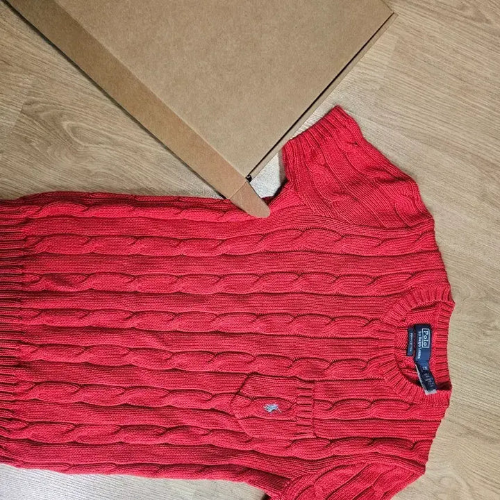 [BUNJANG] Polo Ralph Lauren Red Cable Knit Short Sleeve Top XS / 폴로 랄프로렌 레드 케이블 니트 반팔 새상품xs