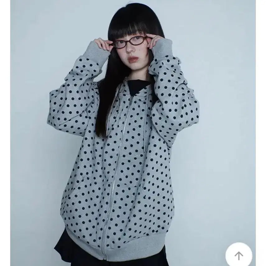 [BUNJANG] Dot Pattern Hooded Zip-up Jacket / 도트후드집업팔아요