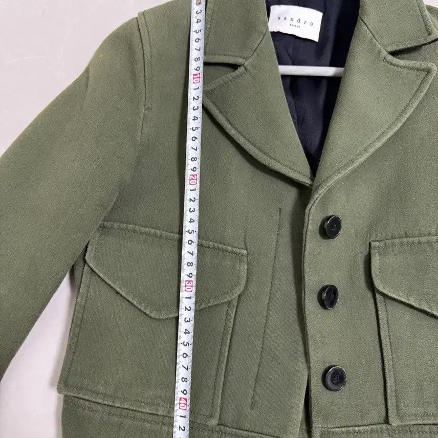 [BUNJANG] Sandro Khaki Crop Jacket / 산드로 카키색 크롭 자켓