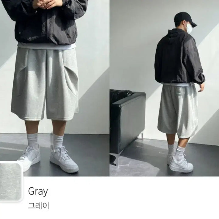 [BUNJANG] Pin-tuck Wide Bermuda Shorts / 새상품핀턱와이드버뮤다팬츠블랙그레이