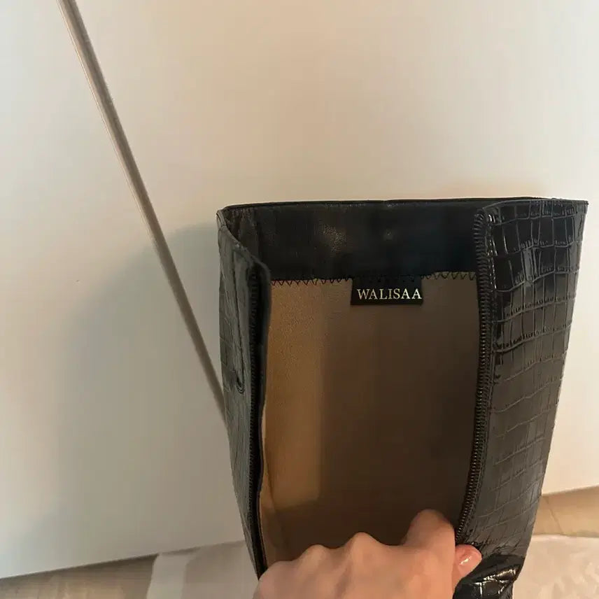 [BUNJANG] Black Crocodile Long Boots / 블랙 크로커다일 롱부츠