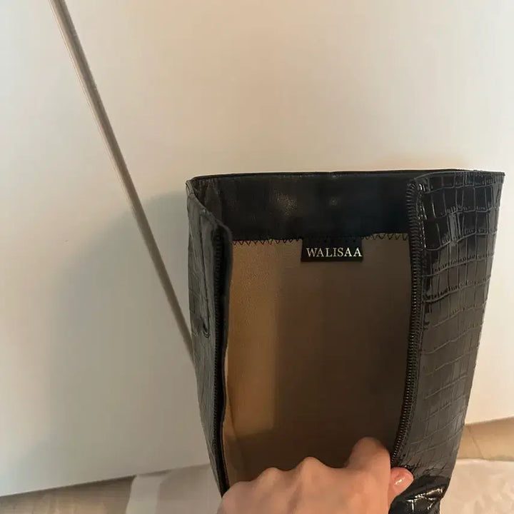 [BUNJANG] Black Crocodile Long Boots / 블랙 크로커다일 롱부츠