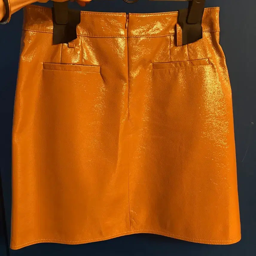 [BUNJANG] NICE CLAUP Brown Leather Skirt (Size 66) / 택제거새상품 나이스클랍 브라운 레더 스커트 (66사이즈)