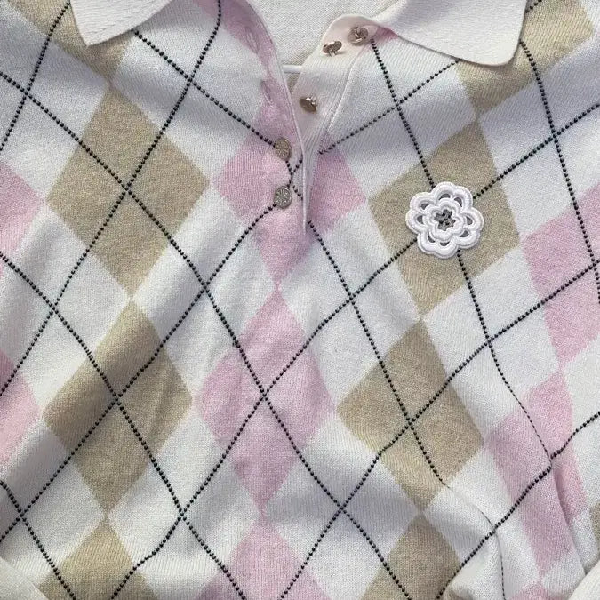 [BUNJANG] Maje Clover Argyle Wool Blend Knit / 마쥬 maje 클로버 아가일 울 블랜드 니트