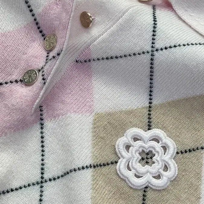 [BUNJANG] Maje Clover Argyle Wool Blend Knit / 마쥬 maje 클로버 아가일 울 블랜드 니트