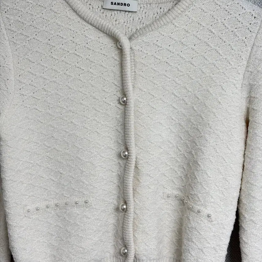 [SOLD OUT] 산드로 진주 아이보리 가디건