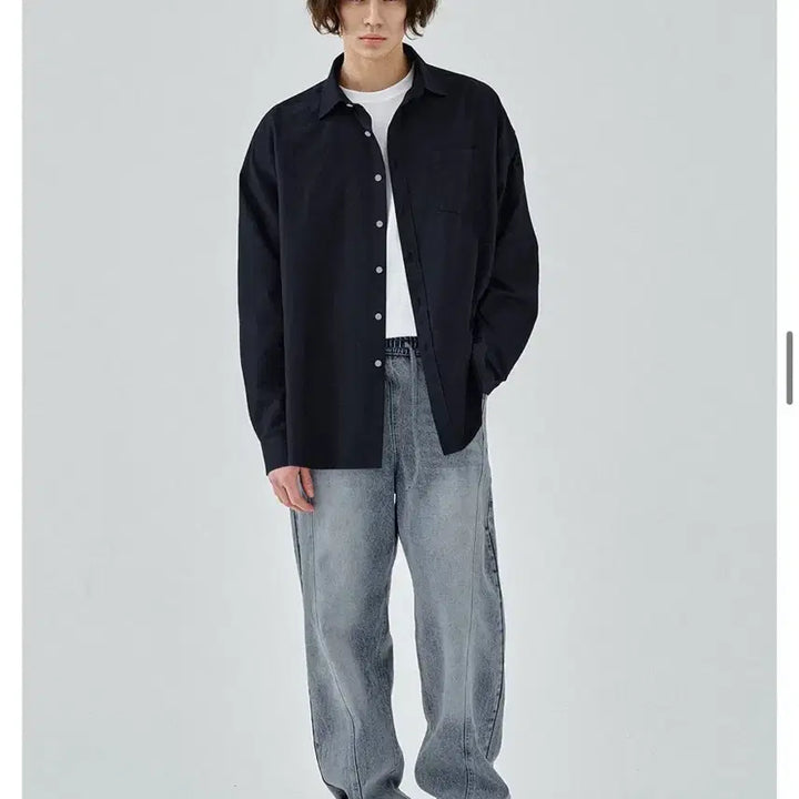 [SOLD OUT] (새상품)(M) 커스텀어클락 헤링본 롱 슬리브 셔츠 NAVY 판매