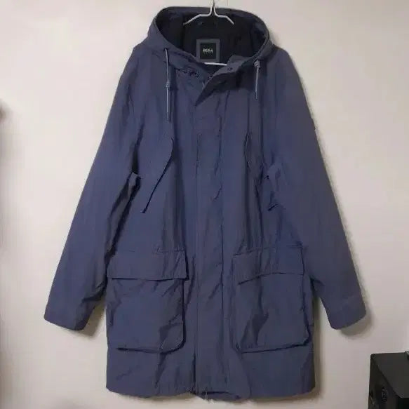 [BUNJANG] BOSS Hooded Long Field Jacket - Navy / BOSS 후드 롱 야상 점퍼 네이비