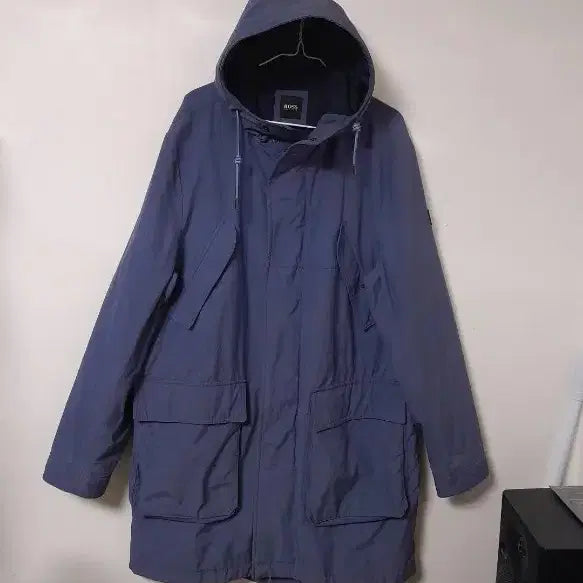 [BUNJANG] BOSS Hooded Long Field Jacket - Navy / BOSS 후드 롱 야상 점퍼 네이비