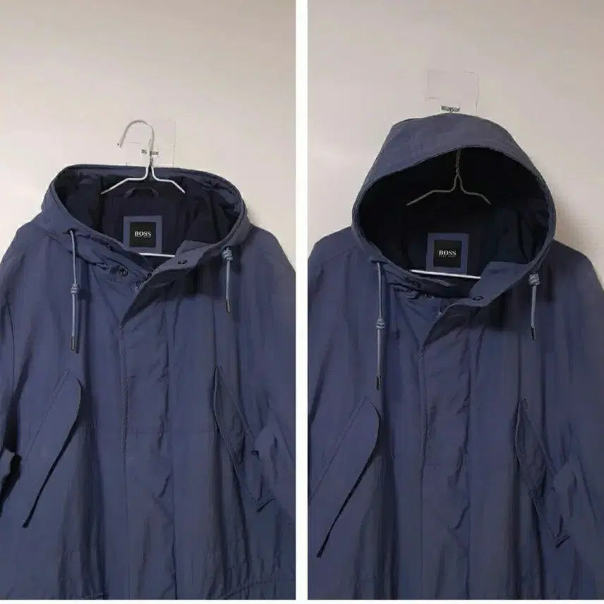 [BUNJANG] BOSS Hooded Long Field Jacket - Navy / BOSS 후드 롱 야상 점퍼 네이비