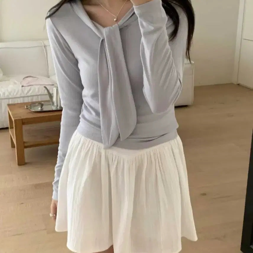 [BUNJANG] Rayon Spandex Slim Fit Long Sleeve Tee - Pink / 새상품) 레이온 스판 슬림 타이 긴팔티 핑크