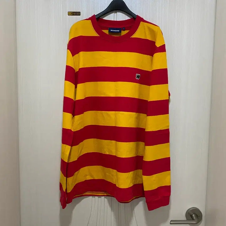 [BUNJANG] WKNDRS Red Stripe Long Sleeve T-shirt (L) / 위캔더스(WKNDRS) 레드 스트라이프 긴팔티셔츠 L