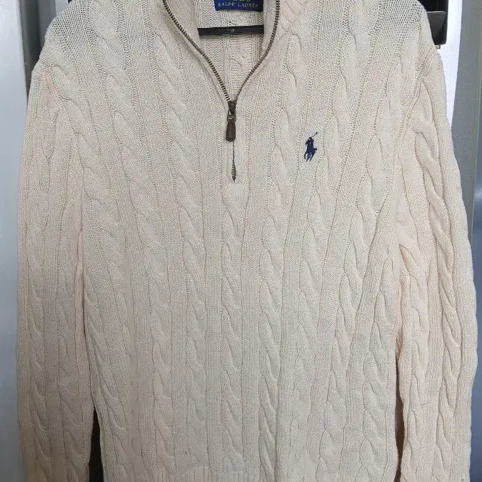 [BUNJANG] Polo Ralph Lauren Cable Knit Sweater Ivory M / 폴로 랄프로렌 케이블 니트 아이보리 M사이즈 정품인증QR확인
