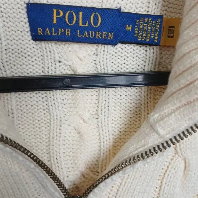 [BUNJANG] Polo Ralph Lauren Cable Knit Sweater Ivory M / 폴로 랄프로렌 케이블 니트 아이보리 M사이즈 정품인증QR확인