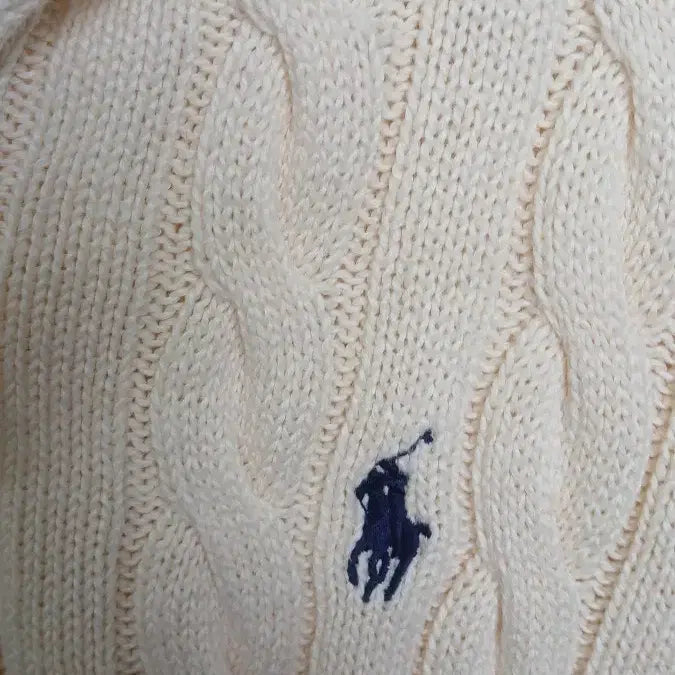 [BUNJANG] Polo Ralph Lauren Cable Knit Sweater Ivory M / 폴로 랄프로렌 케이블 니트 아이보리 M사이즈 정품인증QR확인