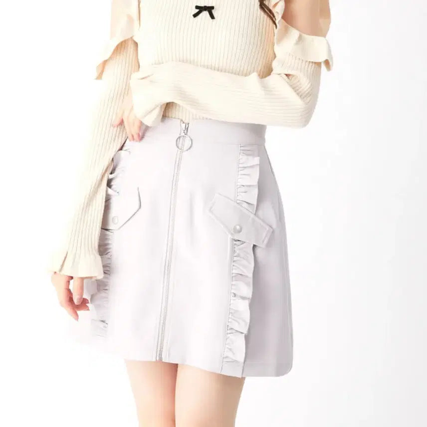 [BUNJANG] Ankruze Frill Violet Color Mini Skirt / 일브) 앙크루즈 프릴 바이올렛 컬러 미니 스커트