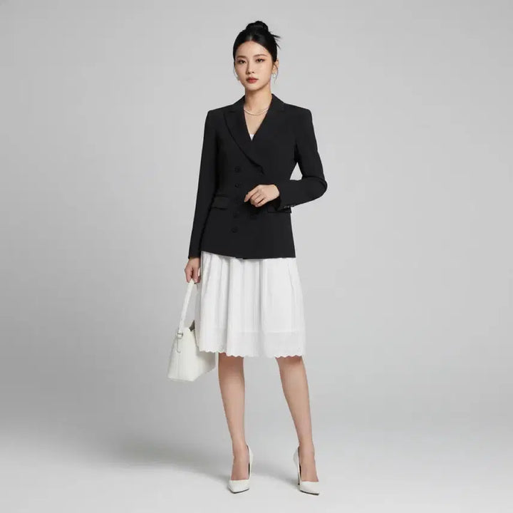 [BUNJANG] YesB Punching Embroidery Pintuck Skirt White / 나산실업 예스비 펀칭 자수 핀턱 스커트 화이트 55