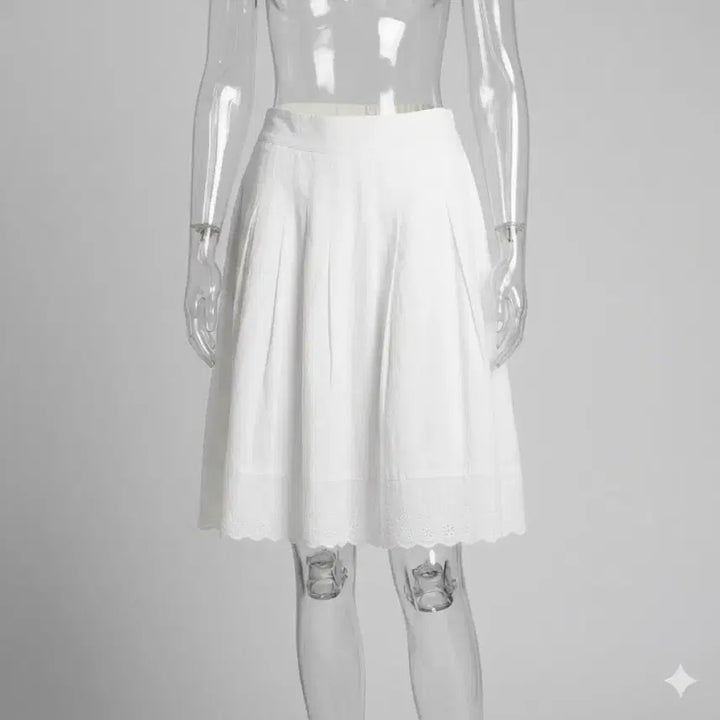 [BUNJANG] YesB Punching Embroidery Pintuck Skirt White / 나산실업 예스비 펀칭 자수 핀턱 스커트 화이트 55