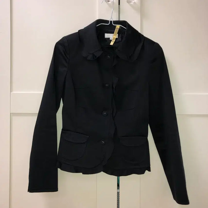 [BUNJANG] Koeseo Ohasio Black Ruffle Round Collar Stitch Jacket / 검정 프릴 러플 라운드카라 스티치 자켓 코이세이오 오헤시오