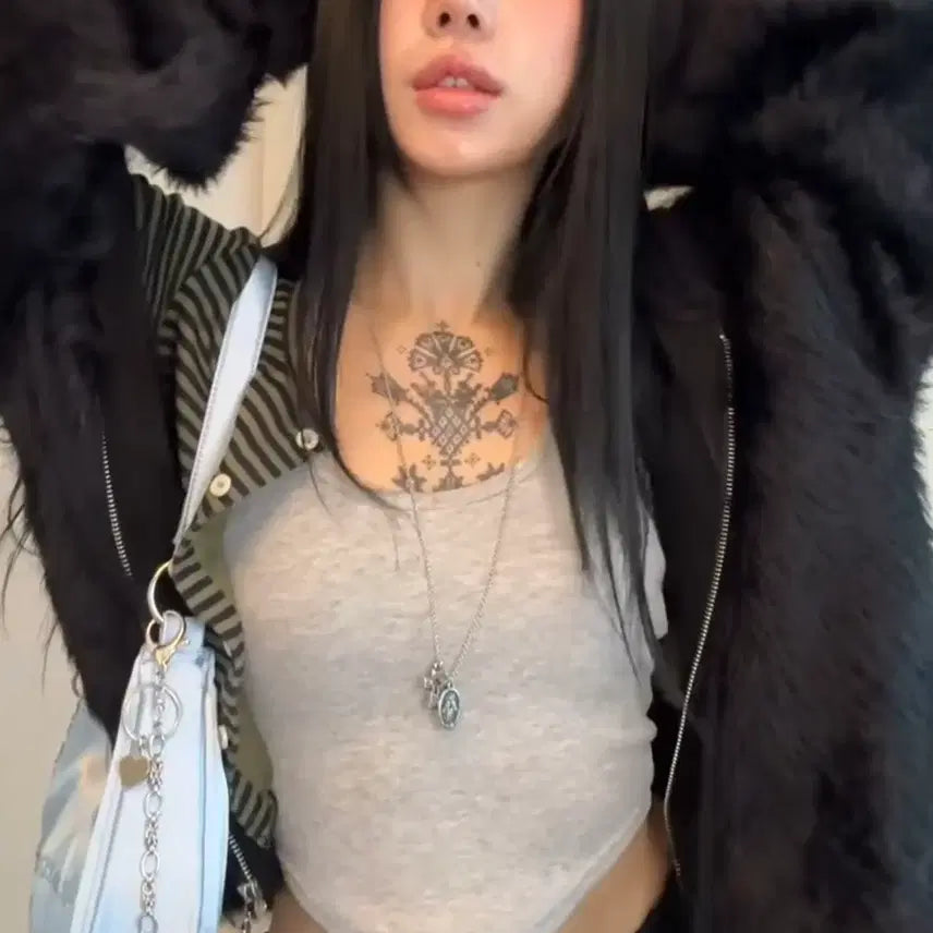 [BUNJANG] The Mysterious Hotel Fur Over Knit Zip-Up Black / 더 미스테리어스 호텔 FUR OVER KNIT ZIP-UP 판매