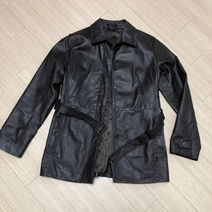 [BUNJANG] L Comme Ca Hidden Button Pigskin Leather Jacket with Belt - Vintage / L co mme ca ism 히든버튼 돼지가죽 자켓 벨트포함 일본빈티지