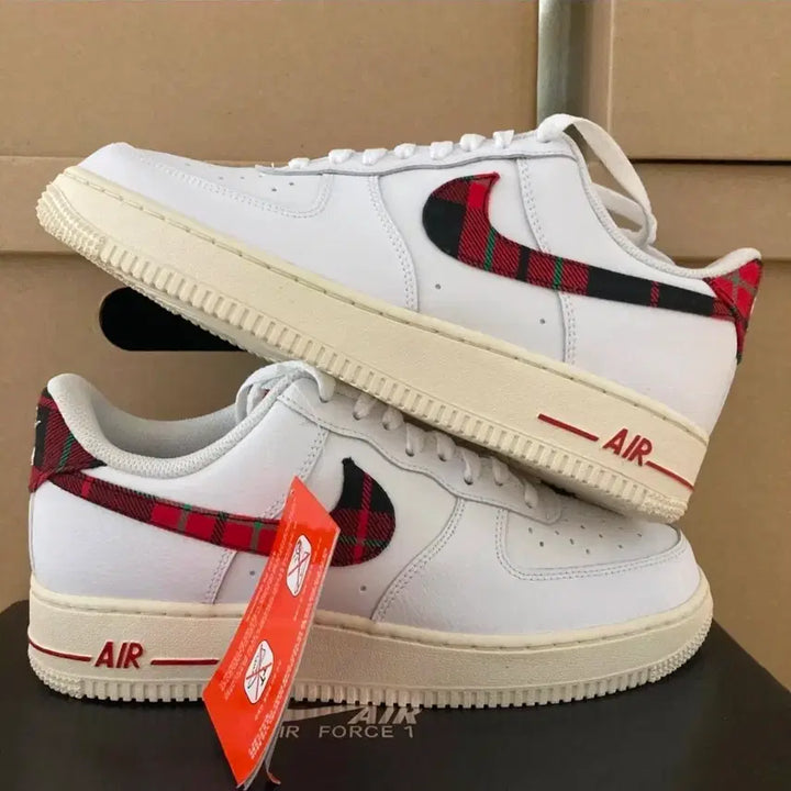 [BUNJANG] Nike Air Force 1 White/Check Swoosh Sneakers / 나이키 에어포스1 화이트/체크 스우시 나이키코리아 정품 새상품